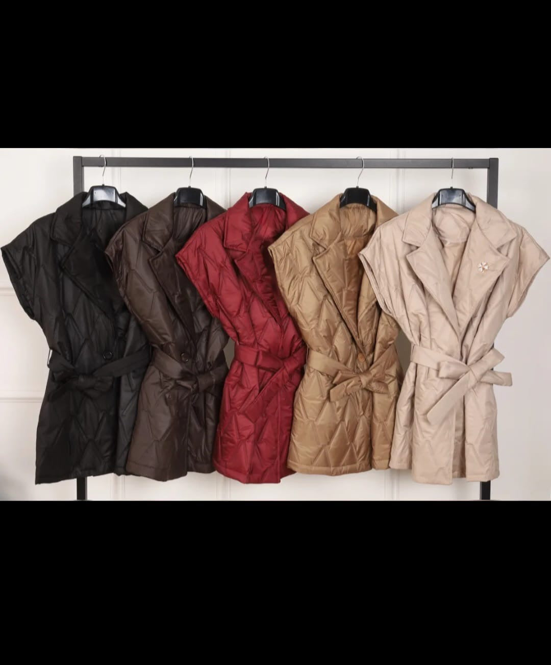 Gilet Matelassé Sans Manches avec Ceinture