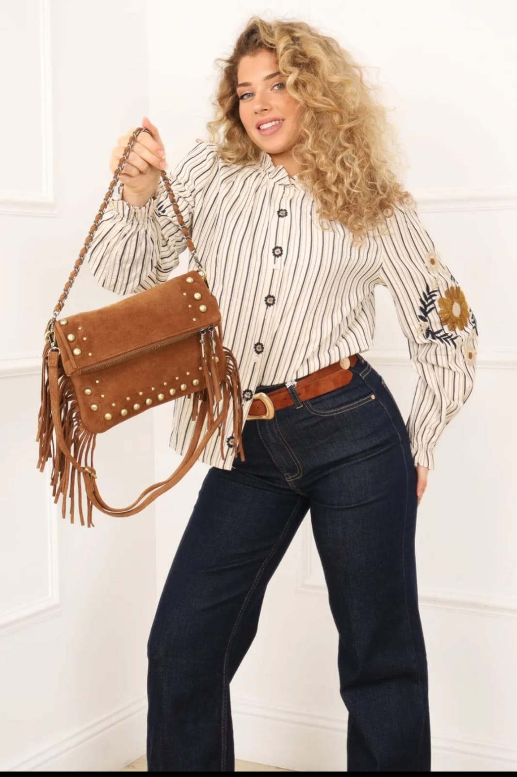 Sac Bandoulière Franges et Clous