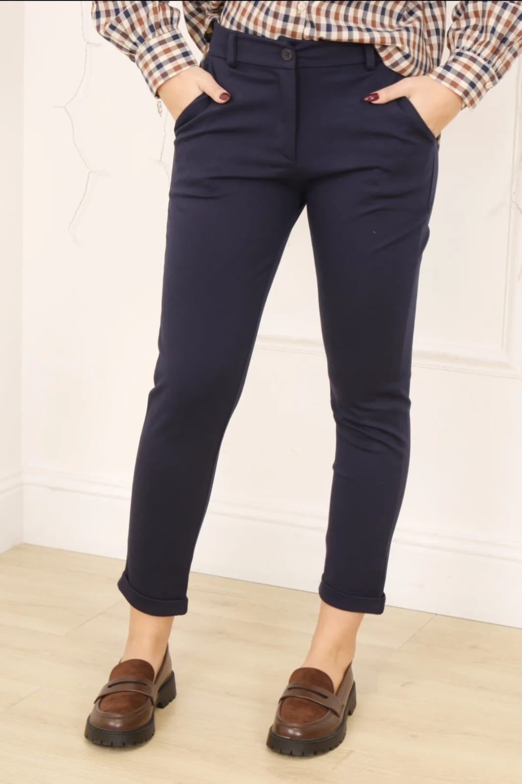 Pantalon Bleu Marine - Coupe Tailleur Chic