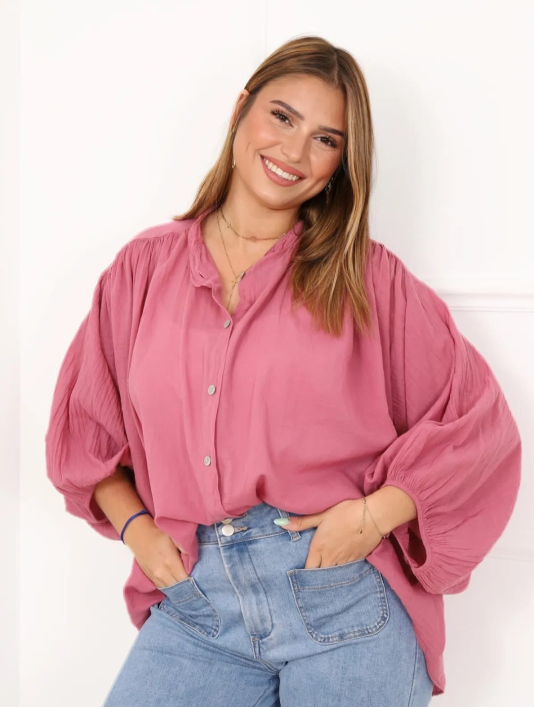 Chemise ample rose – Style frais et féminin