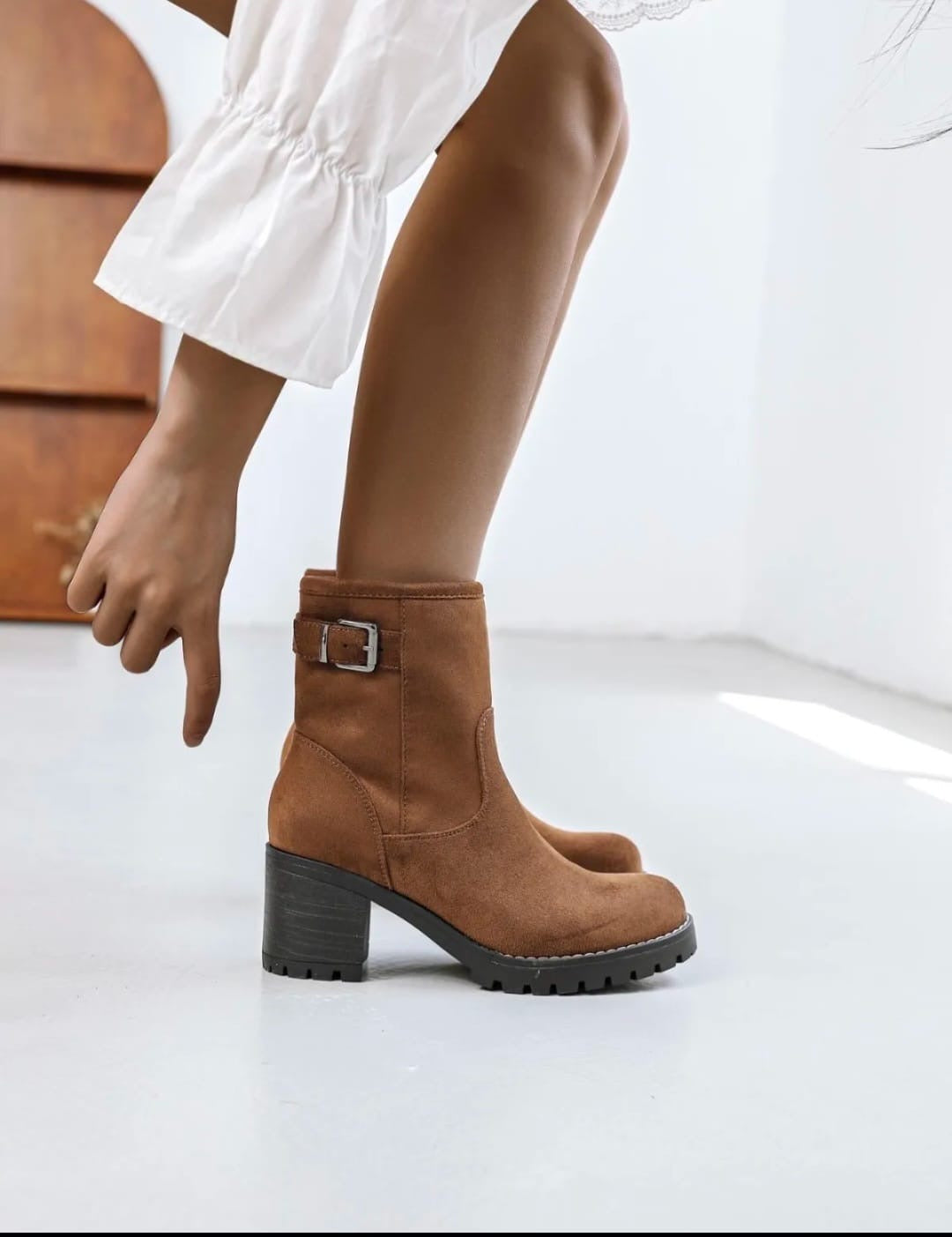 Bottes à Talon avec Boucle - Marron