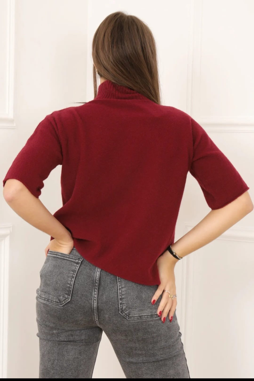 Pull Col Roulé Manches Courtes