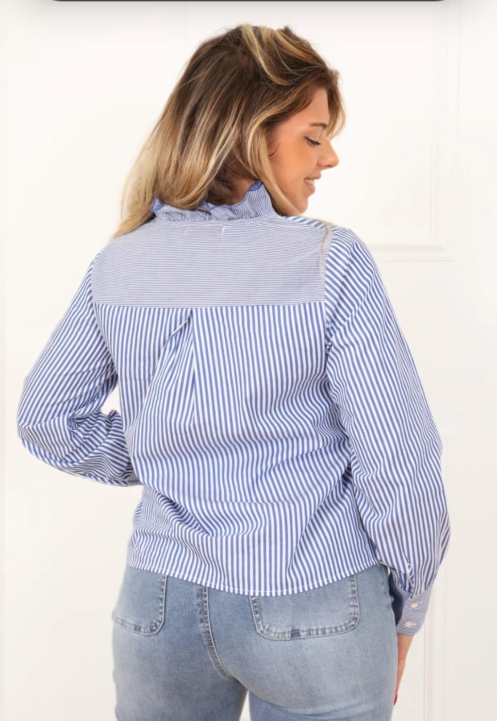 Chemise Rayée Bleue et Blanche - Volants Romantiques