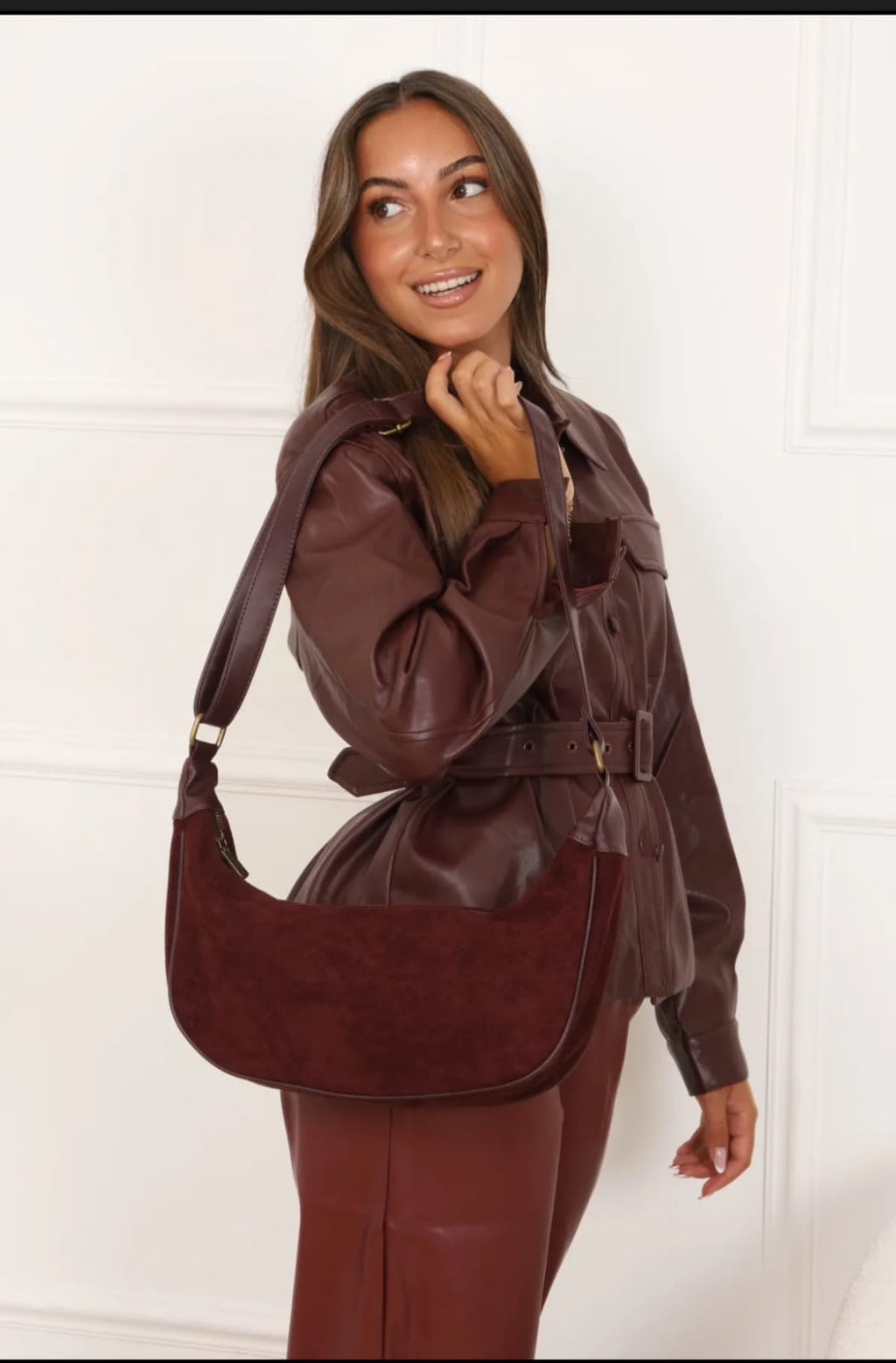 Sac épaule en suédine et simili cuir - Art et Tradition